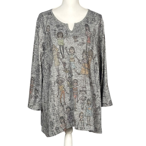 Ali Miles Knit Tunic Size 2X Pockets Gray Long Sleeve Lagenlook Artsy Comfy - Picture 1 of 8